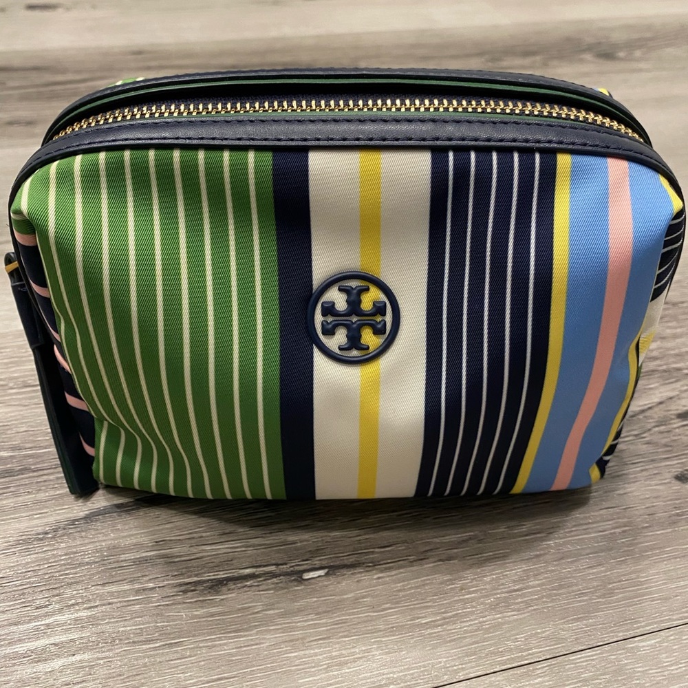 TORY BURCH Striped makeup bag